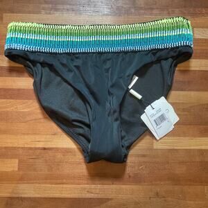 Peixoto Zoni Contrast Trim Bikini Bottom black/green Large